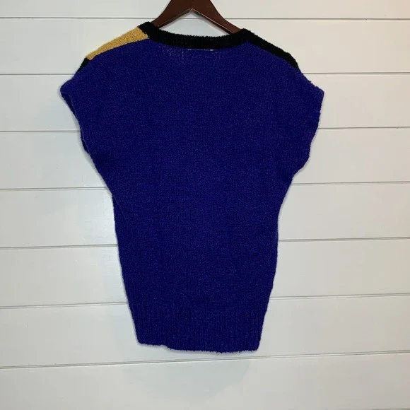 Vintage 1980s Deadstock Sweater BELDOCH POPPER Small Sleeveless Colorblock Cute - Picture 4 of 6